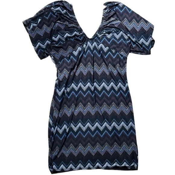 CristinaLove Zig Zap Striped Mini Dress Blue Purple Size XL - Picture 1 of 5